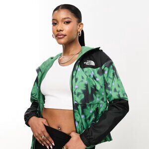 NWT North Face Sheru Hooded Jacket, Black with Green/Purple Floral Print, XS